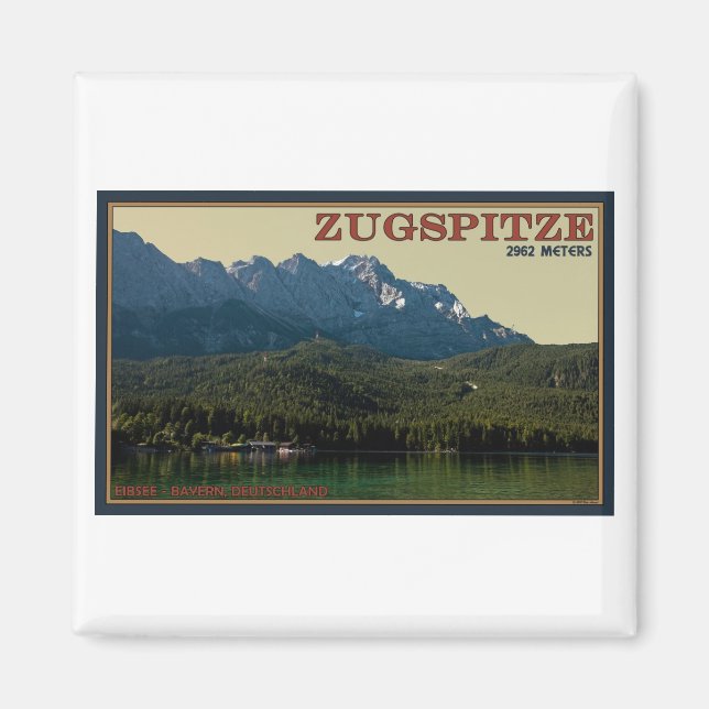Garmisch - Zugspitze ovanför Eibsee Magnet (Framsidan)