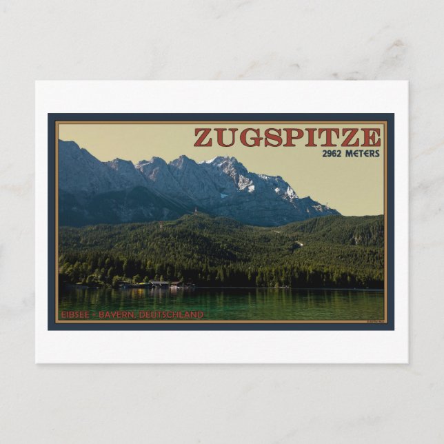 Garmisch - Zugspitze ovanför Eibsee Vykort (Framsida)