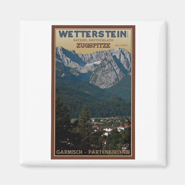 Garmisch - Zugspitze ovanför Town Magnet (Framsidan)