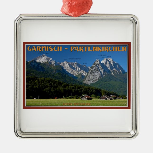 Garmisch - Zugspitzen och Alpspitzen Julgransprydnad Metall (Framsidan)