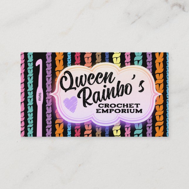 Garn av krok, färglöst, sömnad visitkort (Framsida)