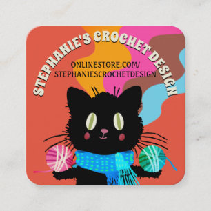Garn av regnbåge, stickade i kattunge fyrkantigt visitkort