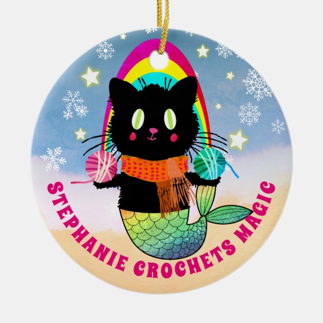 Garn av sjöjungfru av krokietmagisk personlig julgransprydnad keramik (Framsidan)