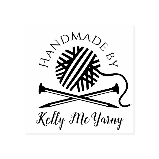 garn av trikå nål handgjorda med kärlek frimärke stämpel (Tryck)