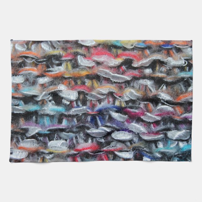 Garn av ull från sticka, färgat kökshandduk (Horisontell)