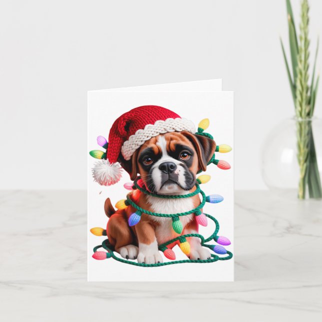 Garn Boxer Hund Syning Stickning Virkning Jul Kort (Framsida)