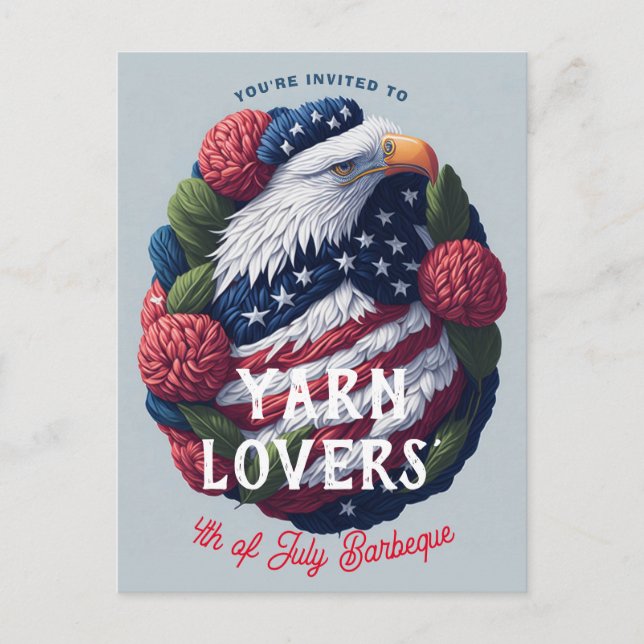 Garn Craft 4:e juli Patriotic Independence day Vykort (Framsida)