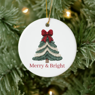 Garn Fals Broderi Julgran Merry Bright Julgransprydnad Keramik