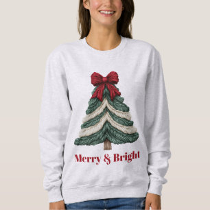 Garn Fals Broderi Julgran Merry Bright T Shirt