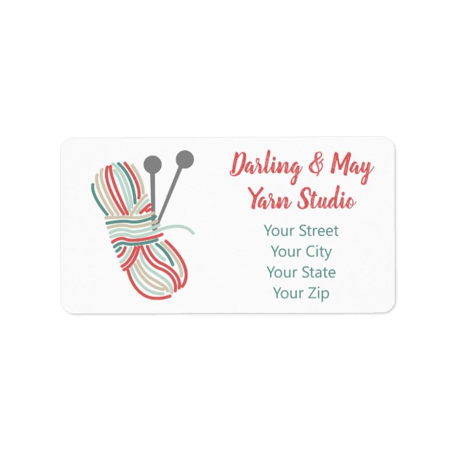 Garn för flera Färg-nitterande Nål - Teal Adress Adressetikett (Framsidan)