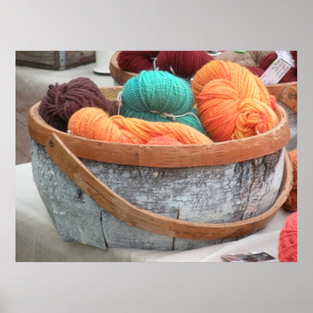 Garn i fågelbark basket poster (Framsidan)