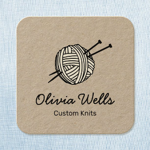 Garn Knitting Crochet Boll Kraft Square Bu Fyrkantigt Visitkort