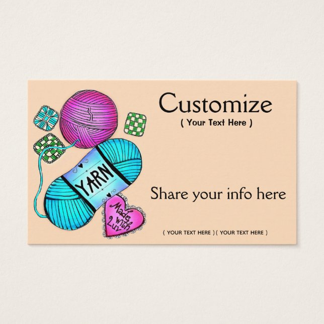 Garn/krona/Sticka Visitkort (Framsida)