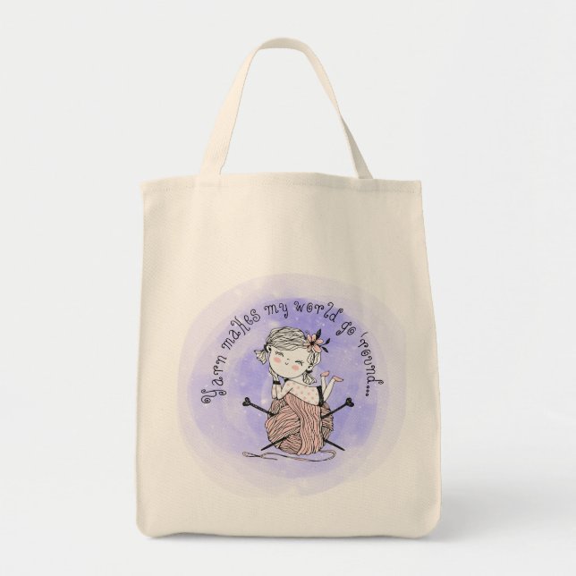 Garn Makes My World Tote Bag Tygkasse (Framsidan)