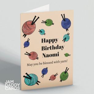 Garn/nitting/Crochet Anpassade Birthday Kort