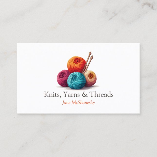 Garn, nitting, Crochet Craft Business Visitkort (Framsida)