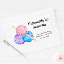 Garn och Crochet Krok Business Rektangulärt Klistermärke