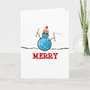 Garn snögubbe stickar nål jul helgdag helgkort