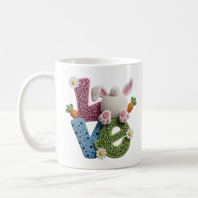 Garn Virka Påsk Kärlek Söt Handgjord Estetik  Kaffemugg (Vänster)