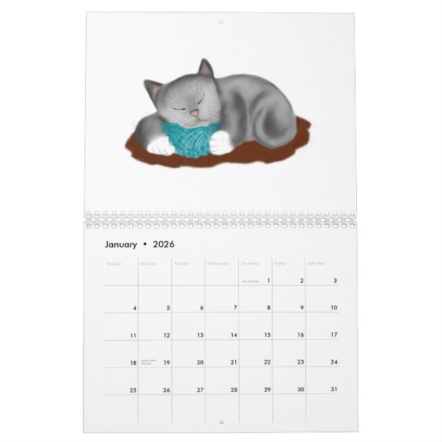 Garnboll- och kattungekalender kalender (Jan 2026)