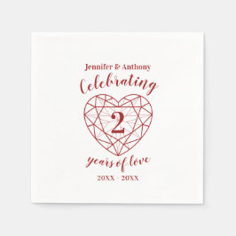 Garnet-årsdagen 2 år vit mörk röd anpassningsbar pappersservett