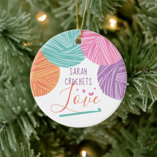 Garnet av Crochet krok kärlek personlig, julklapp Julgransprydnad Keramik (Träd)