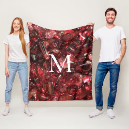 Garnet Birthstone Monogram Personlig Namn Fleecefilt