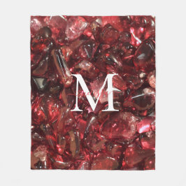 Garnet Birthstone Monogram Personlig Namn Fleecefilt