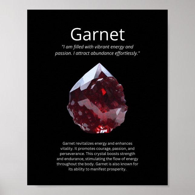 Garnet Crystal Stone Betydelse Poster (Framsidan)