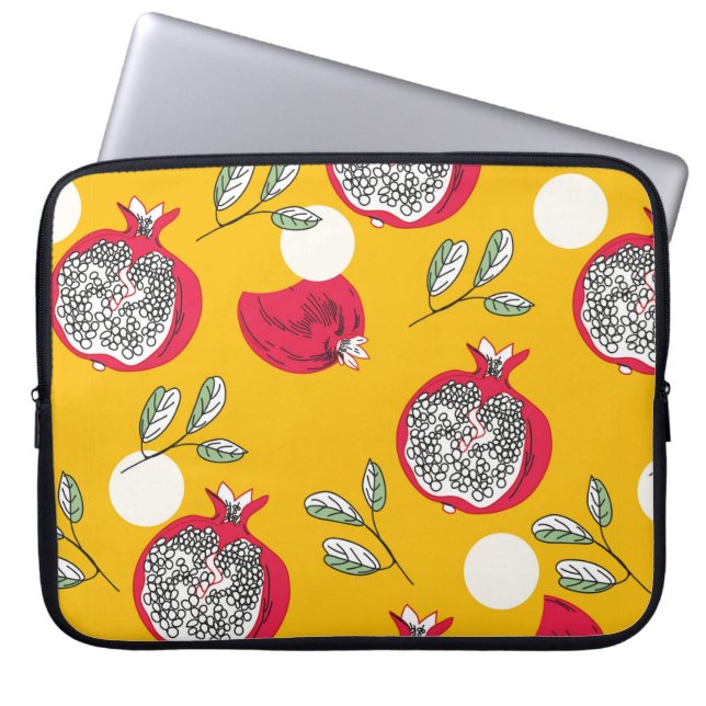 Garnet-frukten hand plockade, sömlös mönster. Vint Laptop Fodral (Framsidan)