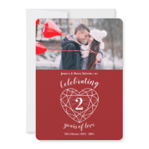 Garnet hjärta årsdag 2 år foto inbjudningar