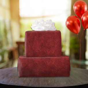 Garnet Red Old World Faux Leather Presentpapper
