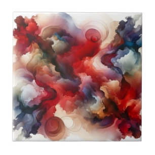 Garnet Red Smokey Abstrakt Watercolor Cloud Kakelplatta