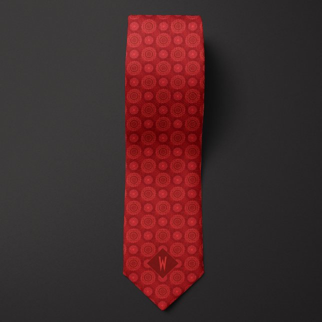 Garnet Röd Mandala Monogram Slips (Skapare uppladdad)