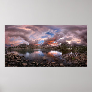 Garnet Sjö Sunset on Banner Peak John Muir Trail Poster