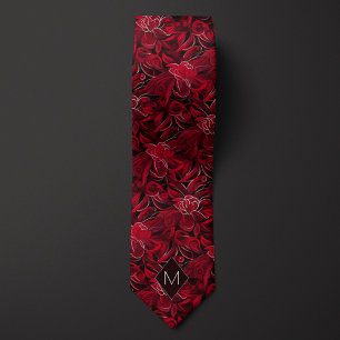 Garnetröd botanisk monogram slips