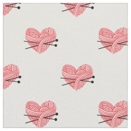 Garnhjärta & stickahantverkmönster tyg