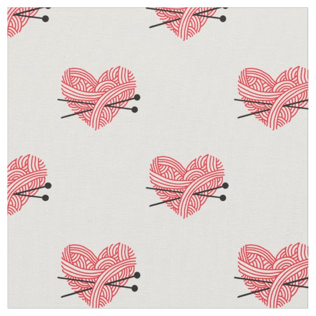 Garnhjärta & stickahantverkmönster tyg (Närbild)