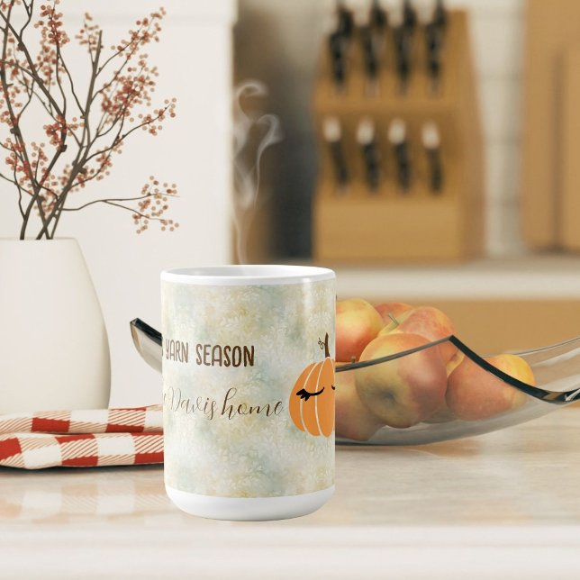 Garnsäsong för pumpfallsfall kaffemugg (Fall mugs for yarn lovers)