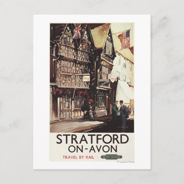 Garrick Inn och Harvard House Rail Poster Vykort (Framsida)