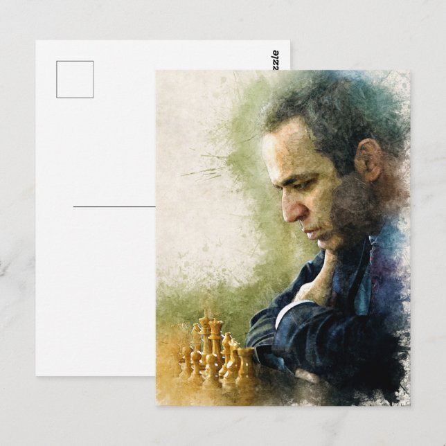 Garry Kasparov ✪ Legend ✪ Watercolor Art Vykort (Fram/baksida)