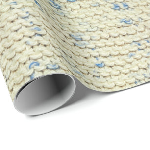 Garter Stitch Sticka Mönster Blue/Natural Tweed Presentpapper