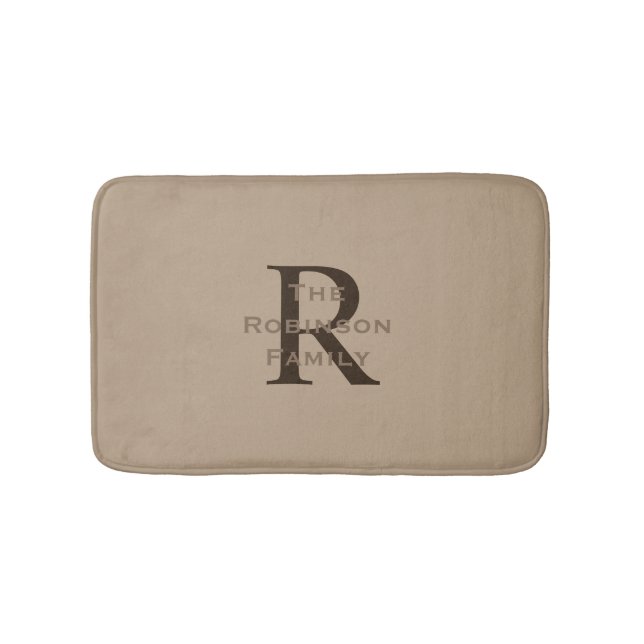 Garvad och Brun Namn Monogrammerad  Badrumsmatta (Framsidan)