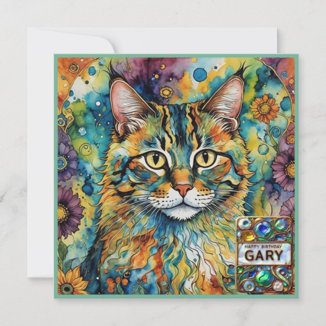GARY ~ Birthday Card ~ Cat Multifärgads ~ (Framsida)