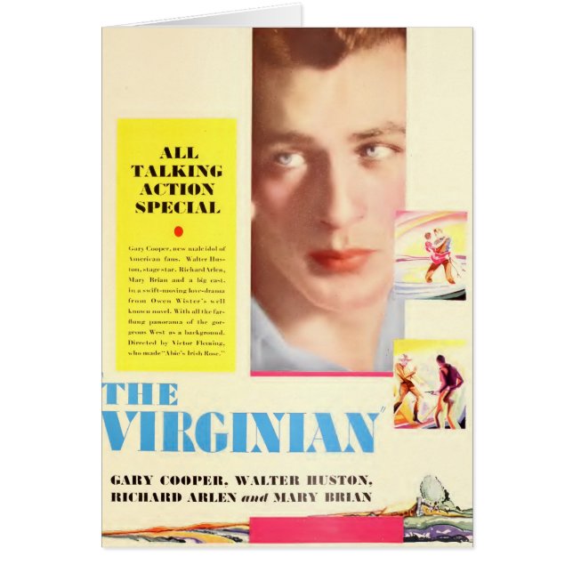 Gary Cooper 1929 The Virginian färg card Hälsningskort (Framsidan)