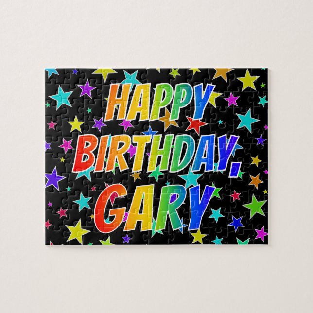 "GARY" First Namn, Roligt "GRATTIS PÅ FÖDELSEDAGEN Pussel (Horisontell)
