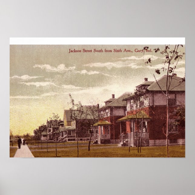 Gary, Indiana Jackson Street 1915 Poster (Framsidan)