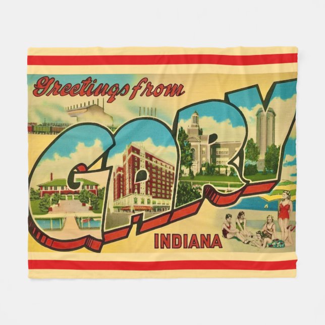 Gary Indiana Postcard Throw Fleecefilt (Framsidan (Horisontell))
