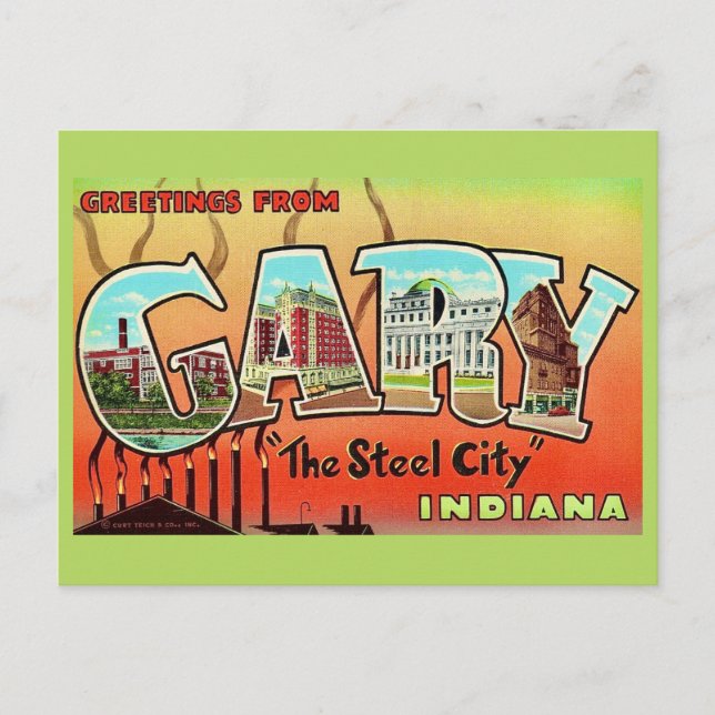 Gary Indiana - Steel City vykort (Framsida)