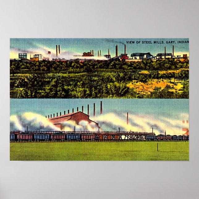 Gary, Indiana Steel Mills 1930 Poster (Framsidan)